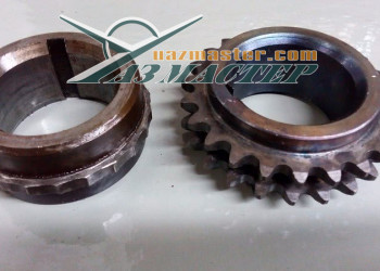 Шестерня колен вала однорядная цепь слизана