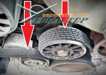 УАЗ ЗМЗ-409. Ремень привода агрегатов. Сильный износ.  